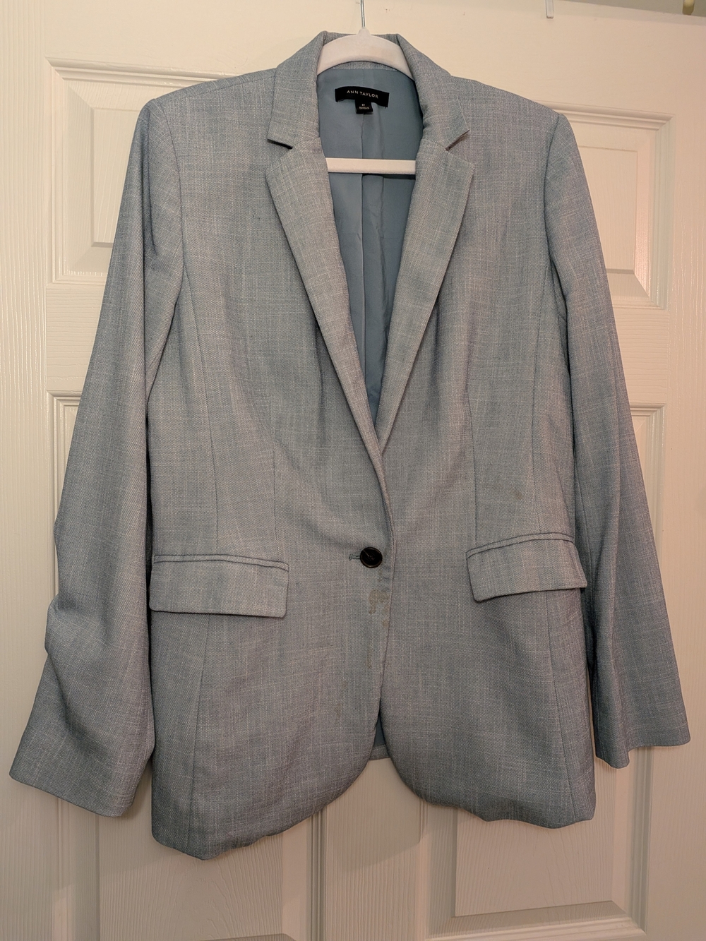 Ann Taylor Pale Blue Single-Button Notch Lapel Blazer Size 8T